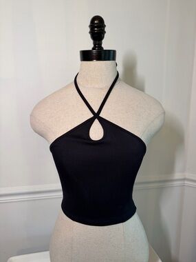 Zara Black Halter Keyhole Crop Top